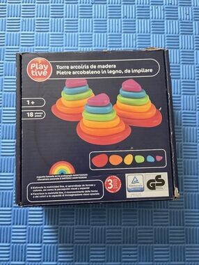 Kids Rainbow Stacking Sensory Wooden Toy - Multicolor